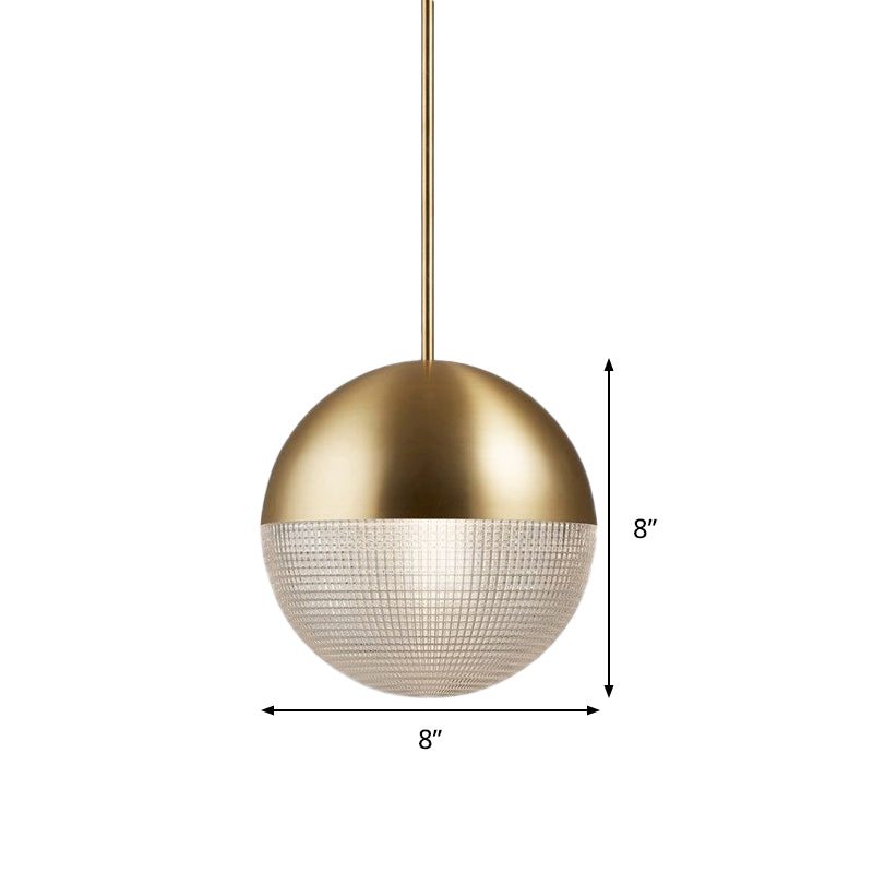 Contemporary Clear Prismatic Glass Ball Hanging Lamp - 1-Bulb Pendant Ceiling Light Black/Gold