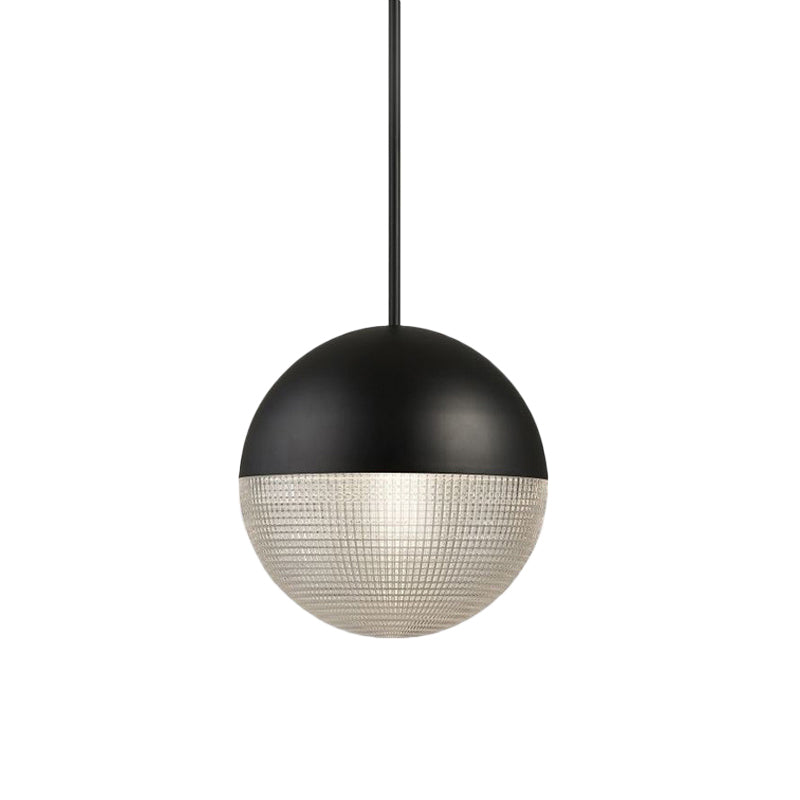 Contemporary Clear Prismatic Glass Ball Hanging Lamp - 1-Bulb Pendant Ceiling Light Black/Gold