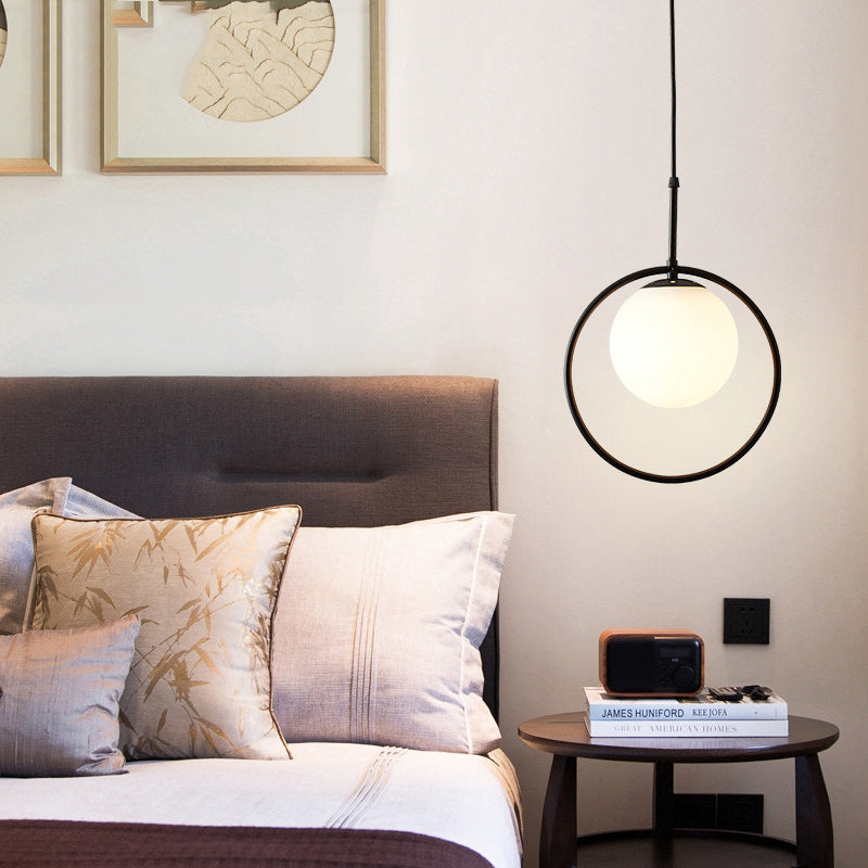 White Glass Modern Sphere Pendant Light - Perfect For Bedroom Ceiling