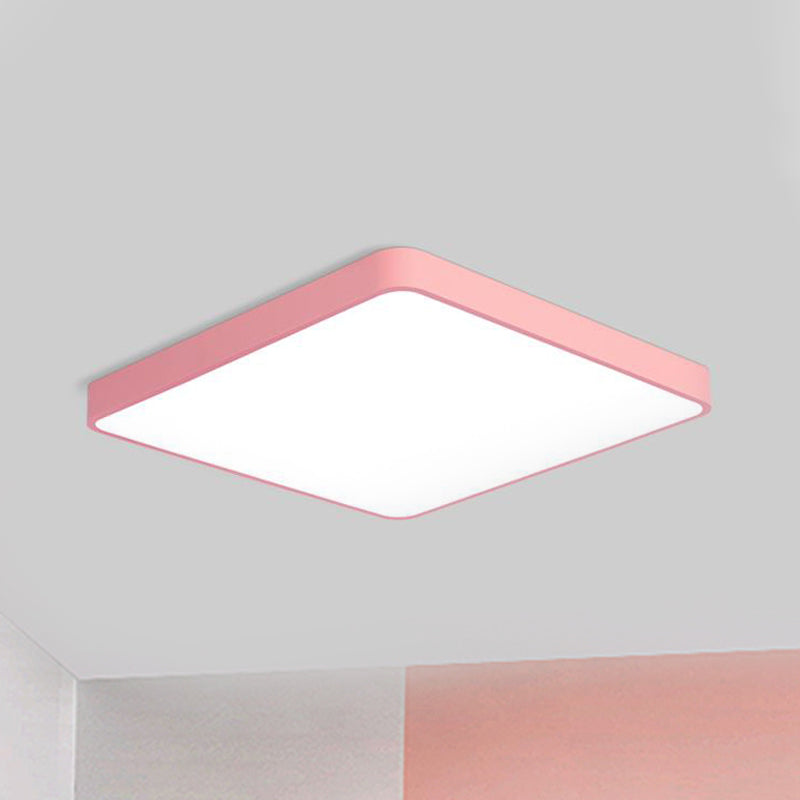 Modern Metal Led Flush Mount Ceiling Lamp In Pink Warm/White Light (19.5/25.5 Long) / 19.5 Warm