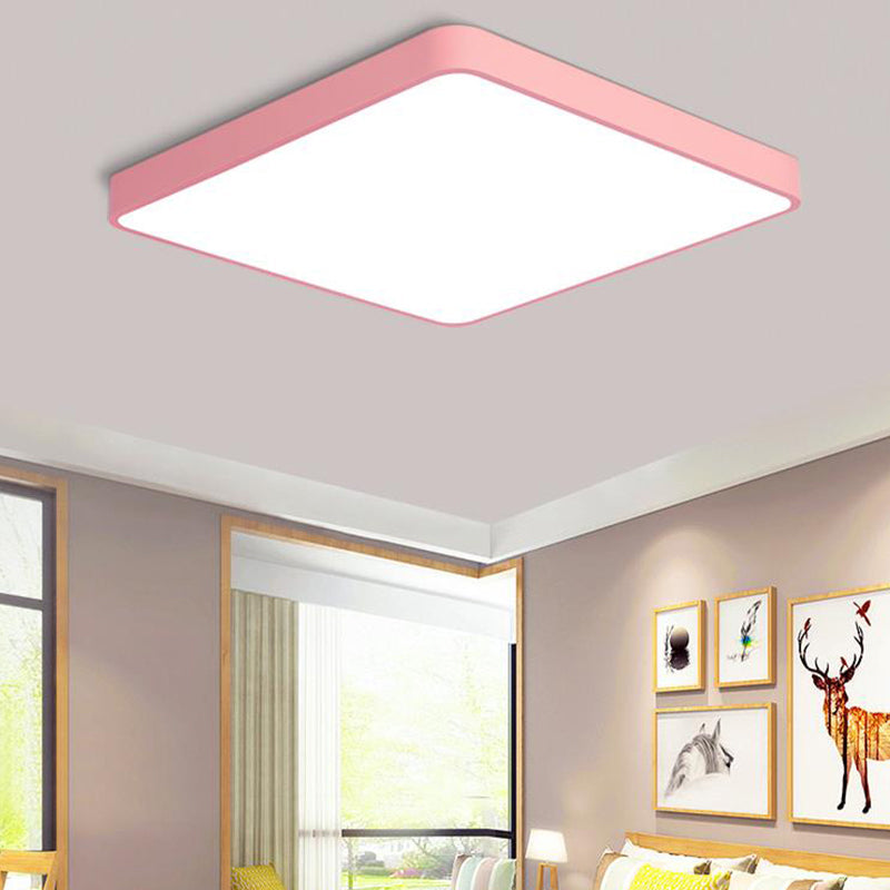 Modern Metal Led Flush Mount Ceiling Lamp In Pink Warm/White Light (19.5’/25.5’ Long)