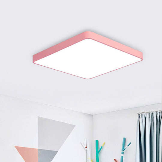 Modern Metal Led Flush Mount Ceiling Lamp In Pink Warm/White Light (19.5/25.5 Long)