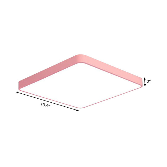 Modern Metal Led Flush Mount Ceiling Lamp In Pink Warm/White Light (19.5/25.5 Long)
