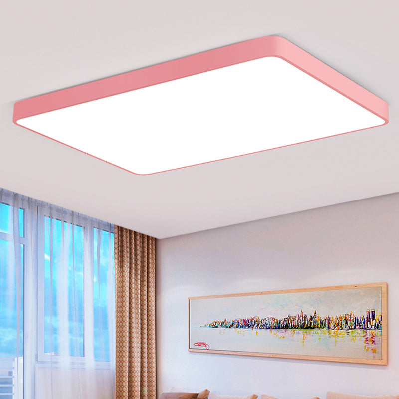 Modern Metal Led Flush Mount Ceiling Lamp In Pink Warm/White Light (19.5’/25.5’ Long)