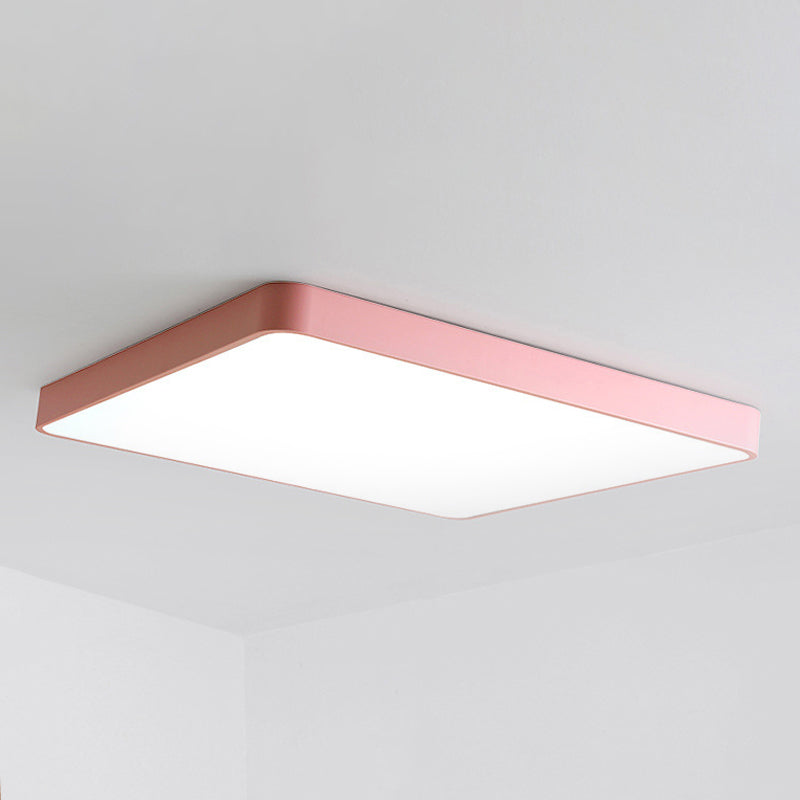 Modern Metal Led Flush Mount Ceiling Lamp In Pink Warm/White Light (19.5’/25.5’ Long)
