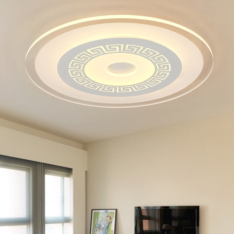 Chinese Style Ultrathin White Disc Led Flush Lamp - 16’/19.5’/23.5’ W Acrylic Ceiling Mount