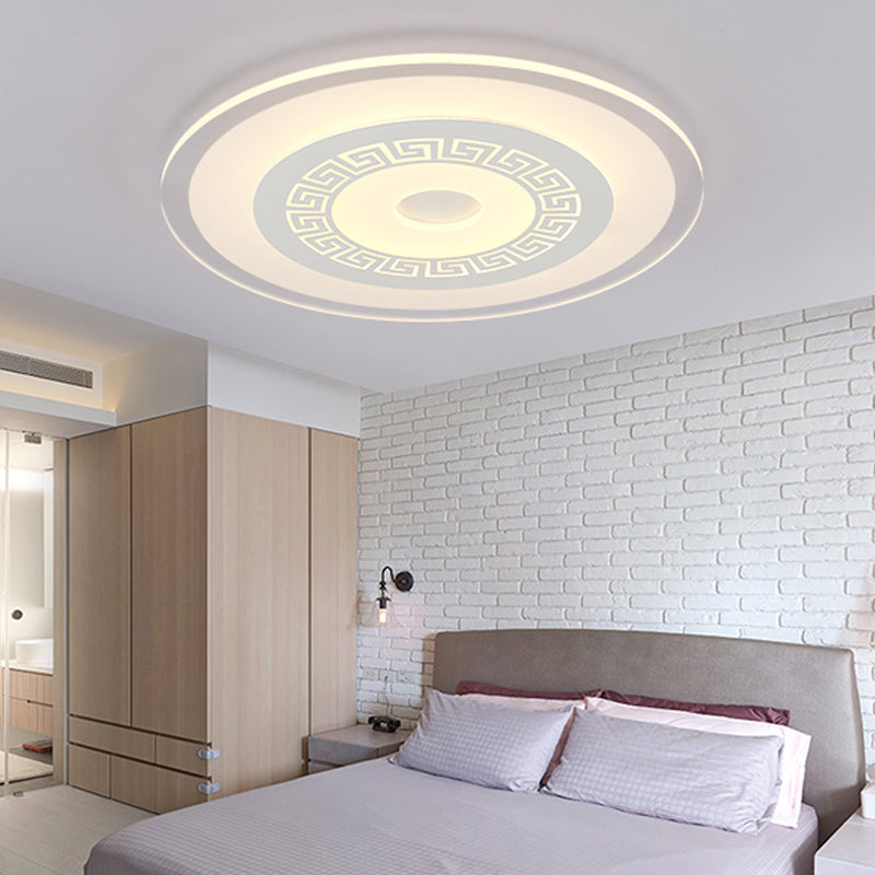Chinese Style Ultrathin White Disc Led Flush Lamp - 16’/19.5’/23.5’ W Acrylic Ceiling Mount