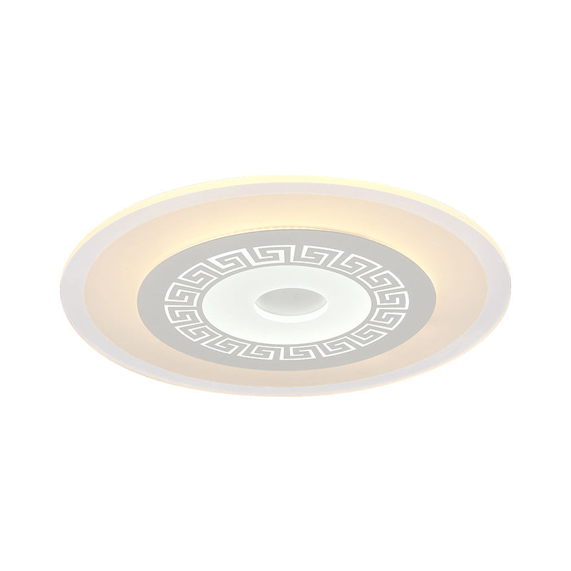 Chinese Style Ultrathin White Disc Led Flush Lamp - 16/19.5/23.5 W Acrylic Ceiling Mount Warm/White