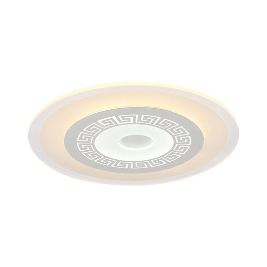 Chinese Style Ultrathin White Disc Led Flush Lamp - 16/19.5/23.5 W Acrylic Ceiling Mount Warm/White