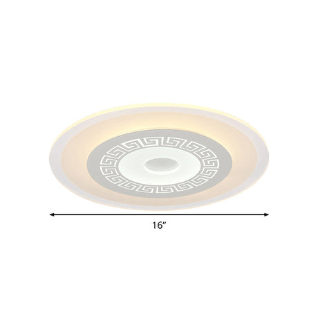 Chinese Style Ultrathin White Disc Led Flush Lamp - 16/19.5/23.5 W Acrylic Ceiling Mount Warm/White
