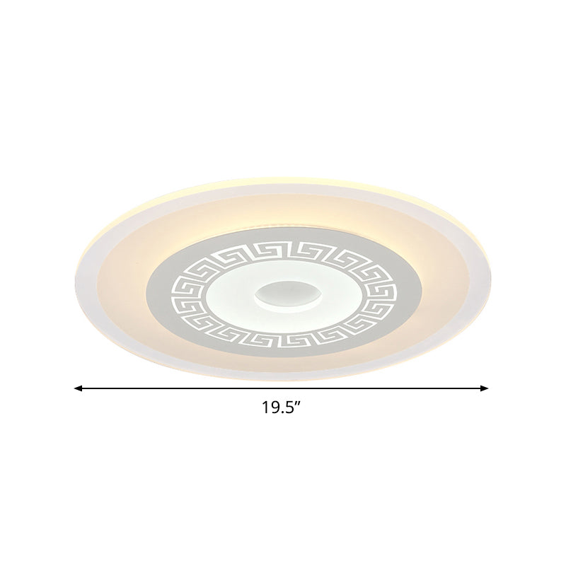 Chinese Style Ultrathin White Disc Led Flush Lamp - 16’/19.5’/23.5’ W Acrylic Ceiling Mount