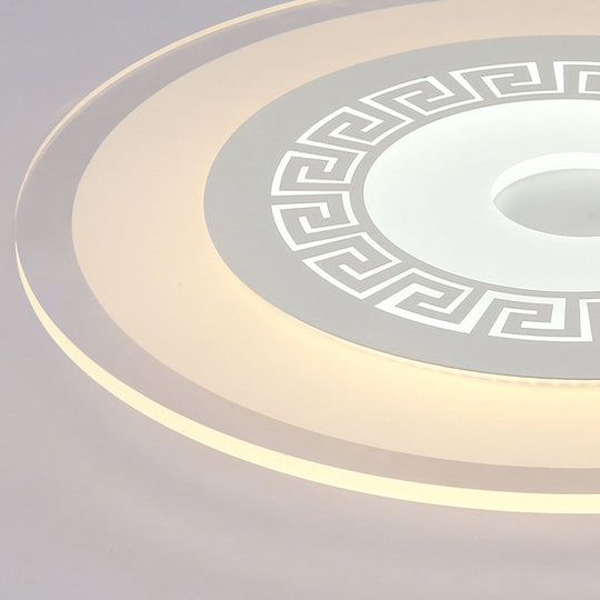 Chinese Style Ultrathin White Disc Led Flush Lamp - 16/19.5/23.5 W Acrylic Ceiling Mount Warm/White