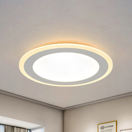 Minimalist Round Flush Mount Led Ceiling Light - Super Thin White Acrylic Warm/White 16/20.5