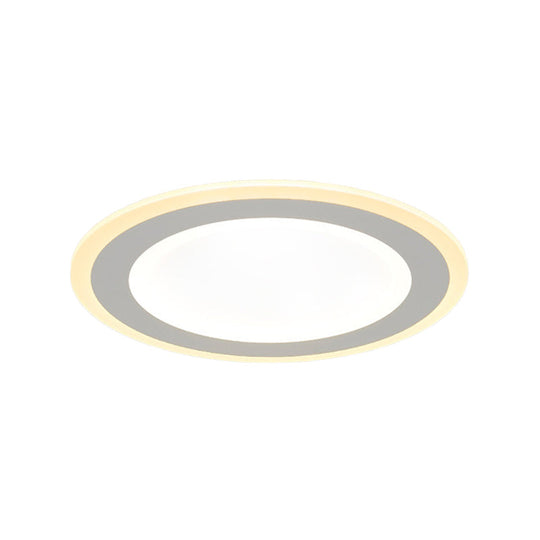 Minimalist Round Flush Mount Led Ceiling Light - Super Thin White Acrylic Warm/White 16/20.5