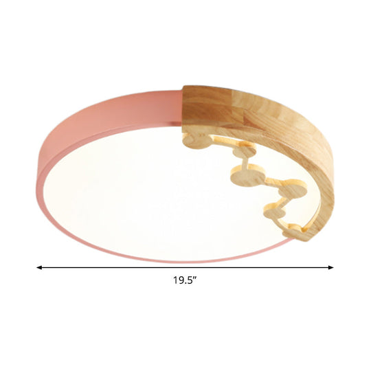 16’/19.5’ W Led Living Room Ceiling Light With Pink/Yellow/Blue Metal Shade In Warm/White