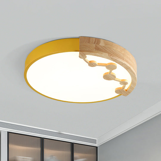 16’/19.5’ W Led Living Room Ceiling Light With Pink/Yellow/Blue Metal Shade In Warm/White