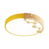 16/19.5 W Led Living Room Ceiling Light With Pink/Yellow/Blue Metal Shade In Warm/White