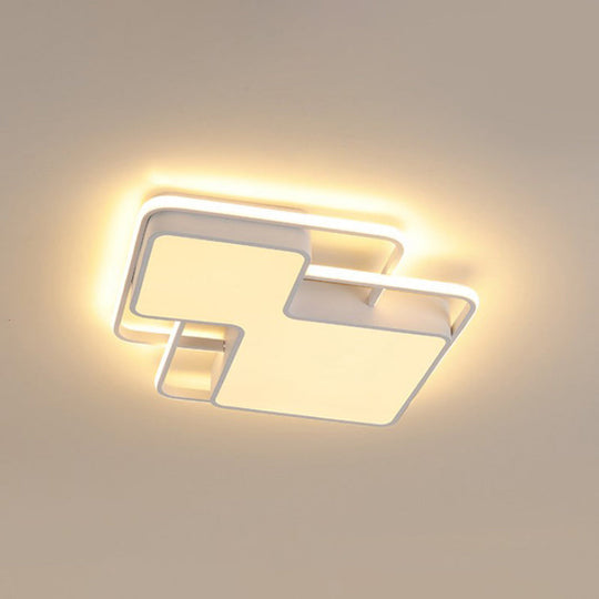 Modern Geometric Led Flush Mount Lamp In Black/White - 18’/21.5’ W Silica Gel Close To Ceiling