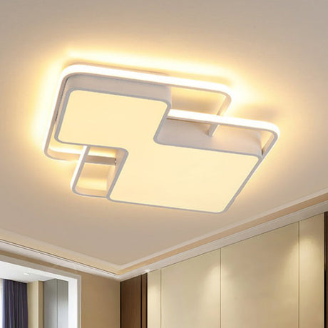 Modern Geometric Led Flush Mount Lamp In Black/White - 18/21.5 W Silica Gel Close To Ceiling Light
