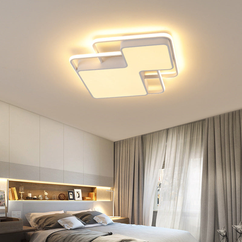 Modern Geometric Led Flush Mount Lamp In Black/White - 18’/21.5’ W Silica Gel Close To Ceiling