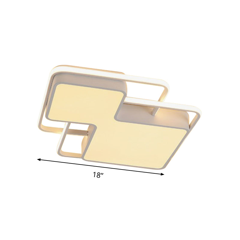 Modern Geometric Led Flush Mount Lamp In Black/White - 18’/21.5’ W Silica Gel Close To Ceiling