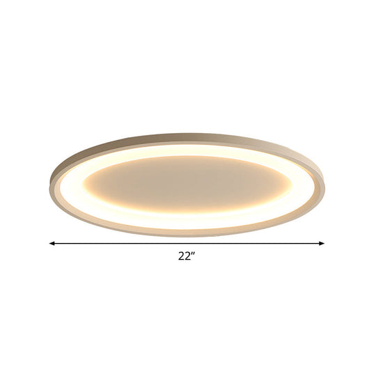 22’/26’ Nordic Slim Flush Mount Ceiling Lamp - Matte White Oval Warm/White Light Stepless