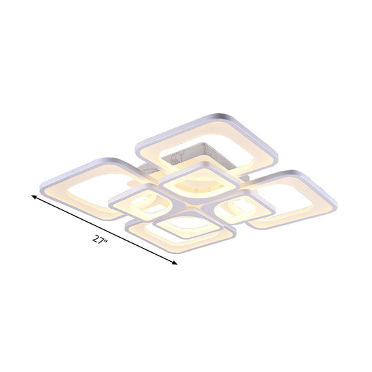 23.5’/27’ Led Bedroom Ceiling Light Semi Flush Mount Fixture With Acrylic Shade In Warm/White