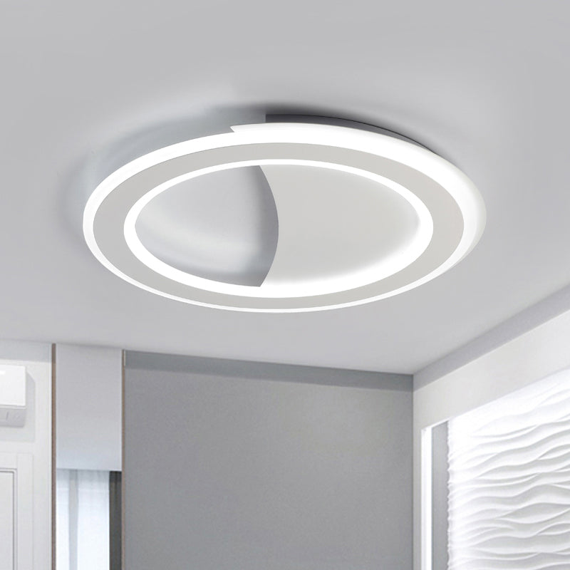 Contemporary Metal Led Flush Light With Halo Ring In Black/White - Warm/White Ceiling Mount Lamp