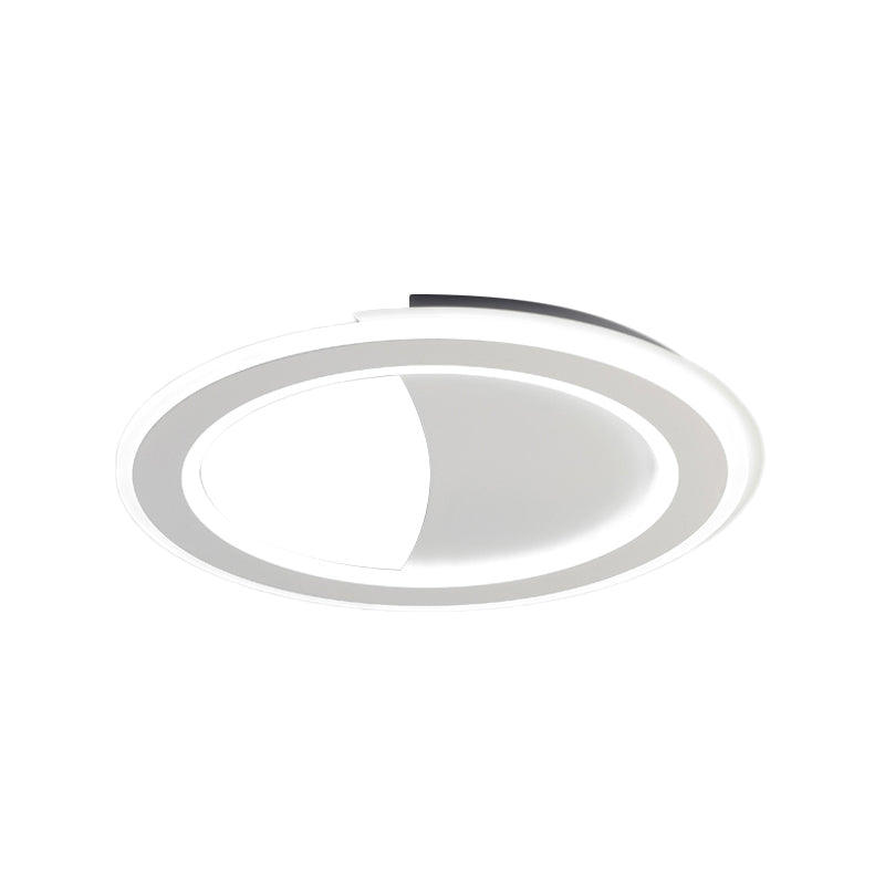 Contemporary Metal Led Flush Light With Halo Ring In Black/White - Warm/White Ceiling Mount Lamp