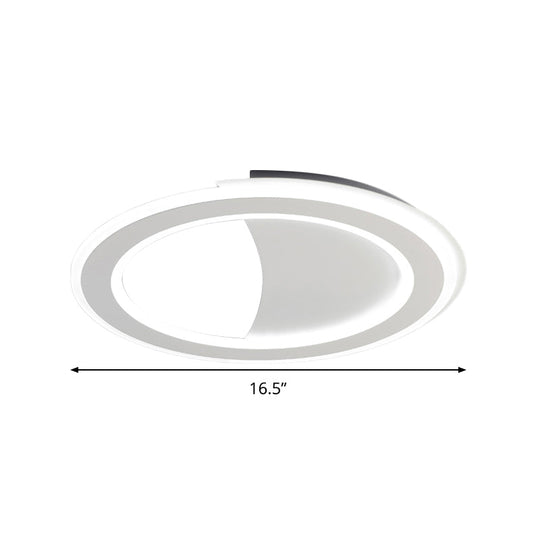 Contemporary Metal Led Flush Light With Halo Ring In Black/White - Warm/White Ceiling Mount Lamp