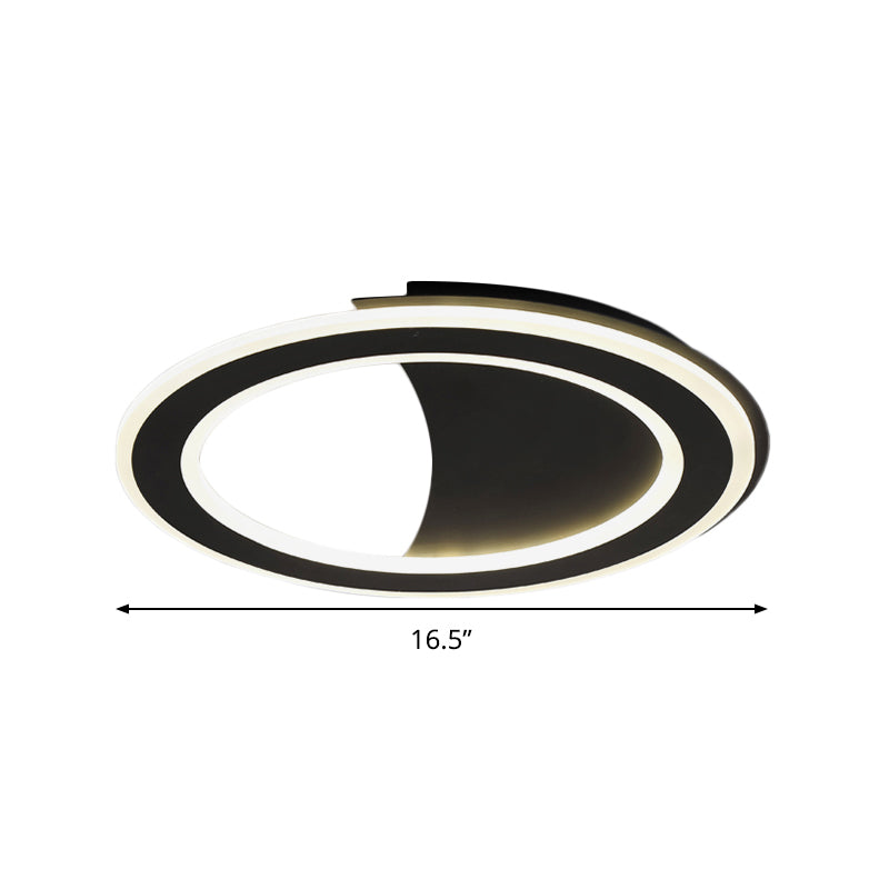 Contemporary Metal Led Flush Light With Halo Ring In Black/White - Warm/White Ceiling Mount Lamp