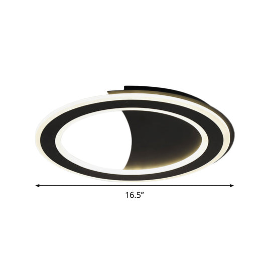 Contemporary Metal Led Flush Light With Halo Ring In Black/White - Warm/White Ceiling Mount Lamp