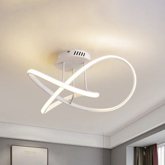 Modern Acrylic Led Twist Ceiling Mount Fixture - 19.5’/23.5’ Semi Flush Warm/White Light