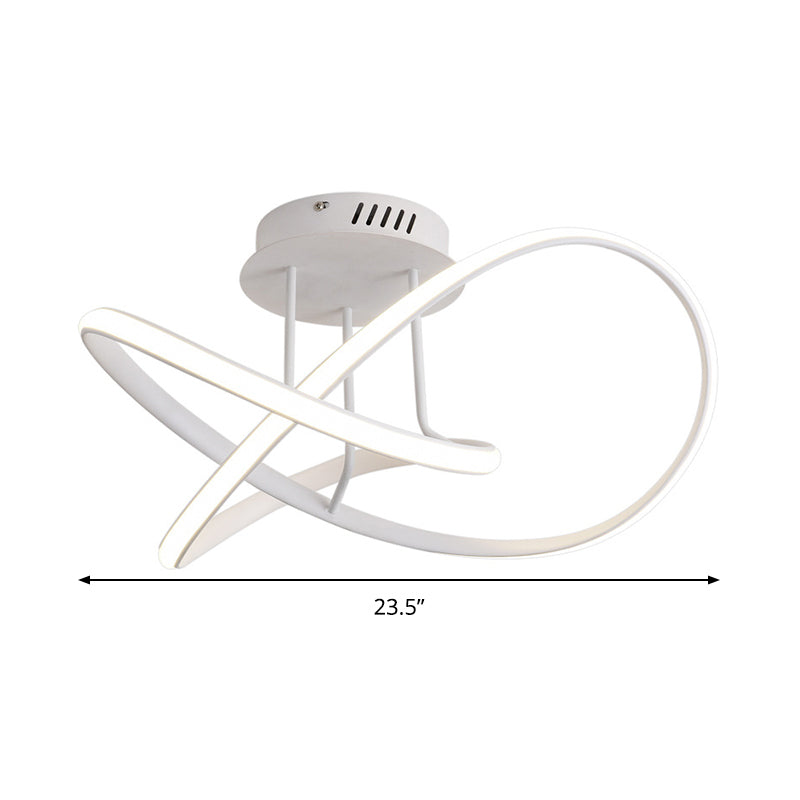 Modern Acrylic Led Twist Ceiling Mount Fixture - 19.5’/23.5’ Semi Flush Warm/White Light