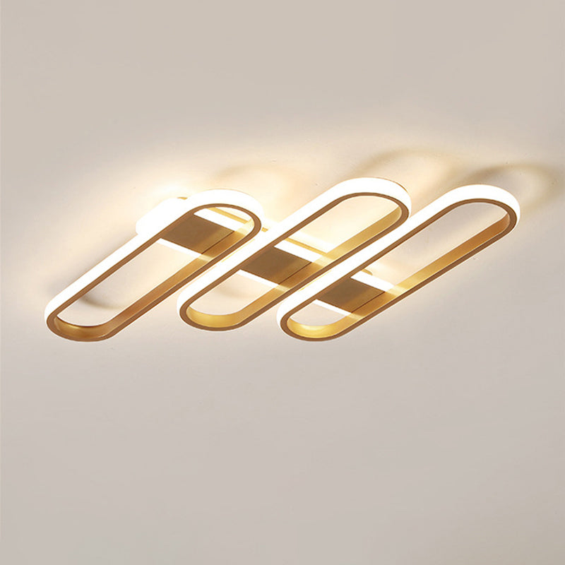 Modern Oval Led Gold Ceiling Lamp – Acrylic Flush Mount Lighting In Warm/White Light - Ideal For