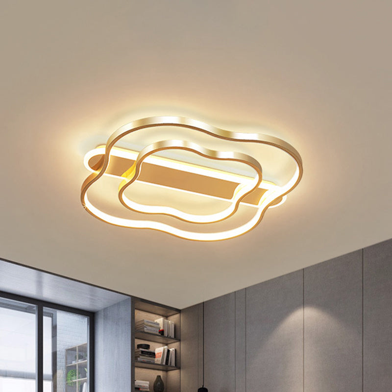 Nordic Led Gold Floral Ceiling Light - Elegant Flush Mount Lamp (21’/25.5’) - Warm/White Light