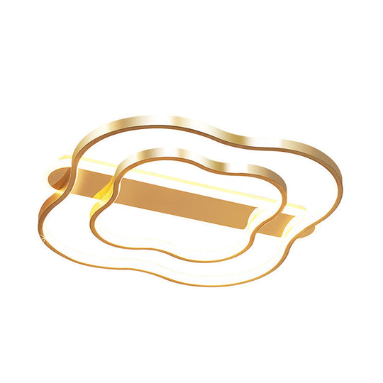 Nordic Led Gold Floral Ceiling Light - Elegant Flush Mount Lamp (21’/25.5’) - Warm/White Light