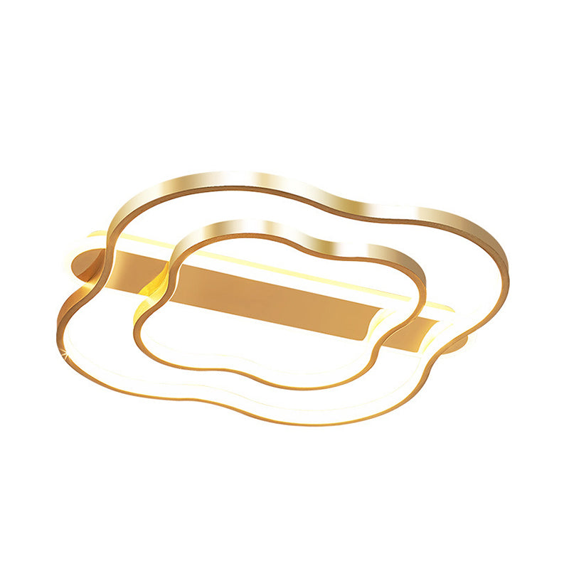 Nordic Led Gold Floral Ceiling Light- Elegant Flush Mount Lamp (21/25.5) - Warm/White Light Options