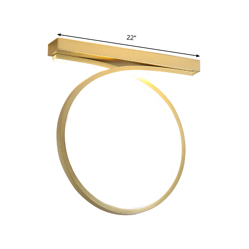 Modern Gold Led Ceiling Light Fixture For Bedroom - Minimalist Flushmount Lighting In Warm/White