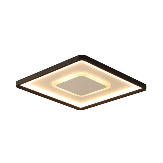 Modern Led Ceiling Light - Aluminum Square Flush Mount Lamp In Black 16/19.5 Wide Stepless Dimming