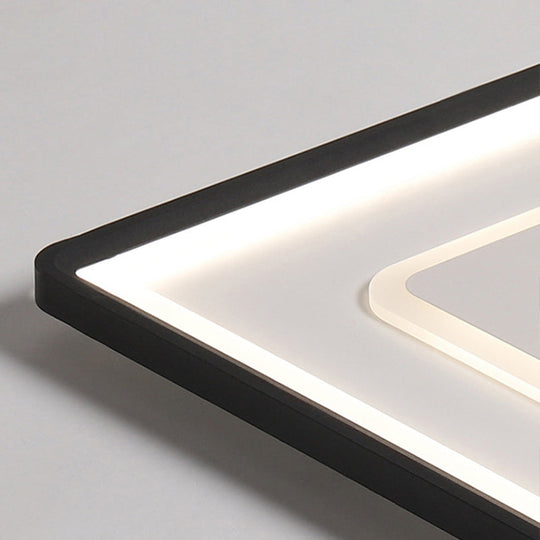 Modern Led Ceiling Light - Aluminum Square Flush Mount Lamp In Black 16’/19.5’ Wide Stepless