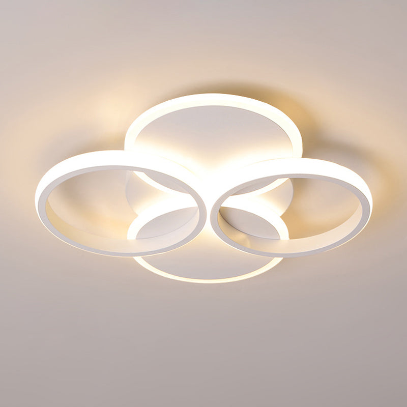 Simple Led Ceiling Mount Lighting Fixture In Warm/White Light With Acrylic Ring - Black/White
