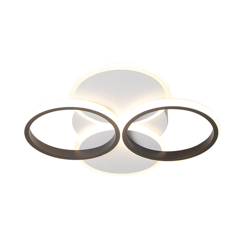 Simple Led Ceiling Mount Lighting Fixture In Warm/White Light With Acrylic Ring - Black/White