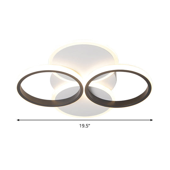 Simple Led Ceiling Mount Lighting Fixture In Warm/White Light With Acrylic Ring - Black/White