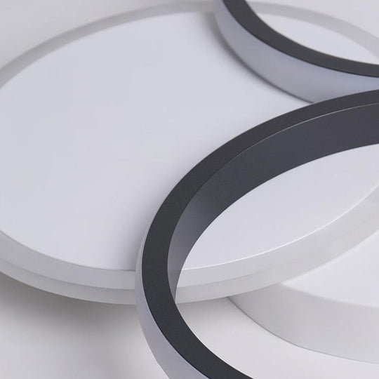 Simple Led Ceiling Mount Lighting Fixture In Warm/White Light With Acrylic Ring - Black/White