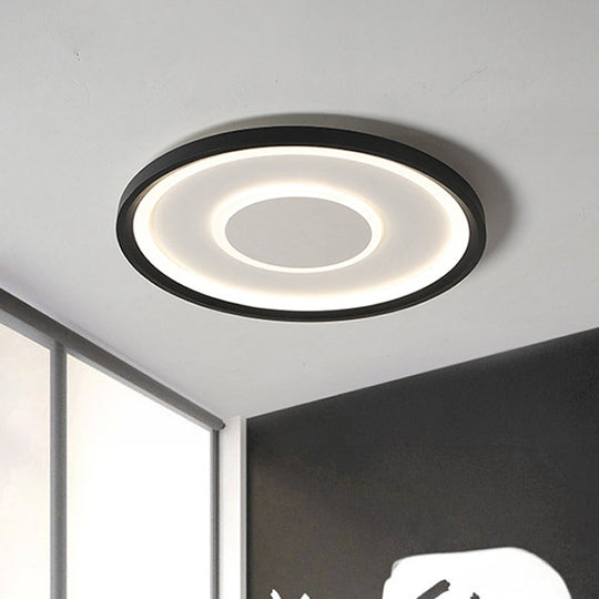 16’/19.5’ Wide Contemporary Black Tray Led Ceiling Lamp - Flush Mount Metal Lighting With