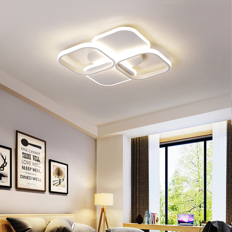 Modern Led Rhombus Ceiling Light In White/Black 16/19.5 Wide Flush Mount Acrylic Lamp
