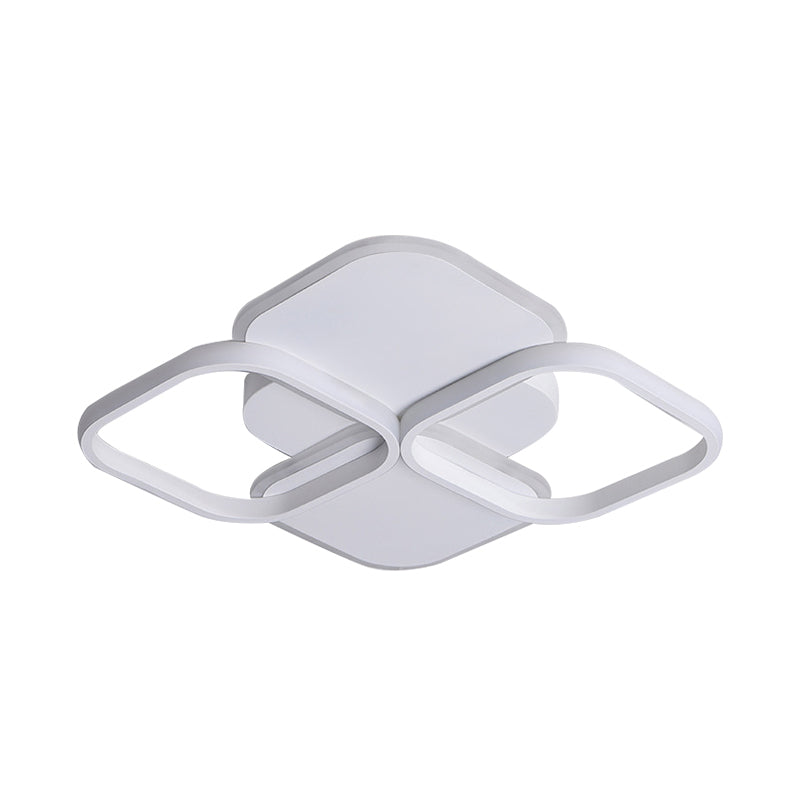 Modern Led Rhombus Ceiling Light In White/Black 16/19.5 Wide Flush Mount Acrylic Lamp