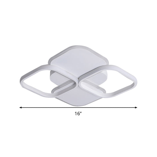 Modern Led Rhombus Ceiling Light In White/Black 16/19.5 Wide Flush Mount Acrylic Lamp