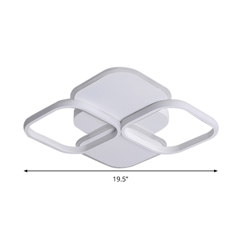 Modern Led Rhombus Ceiling Light In White/Black 16/19.5 Wide Flush Mount Acrylic Lamp